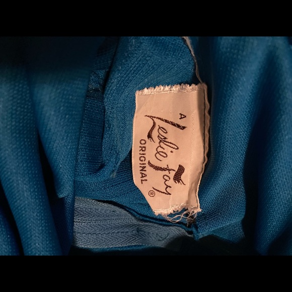 1970s Leslie Fay Blue Long Stretch Knit Maxi Dress - Picture 11 of 15